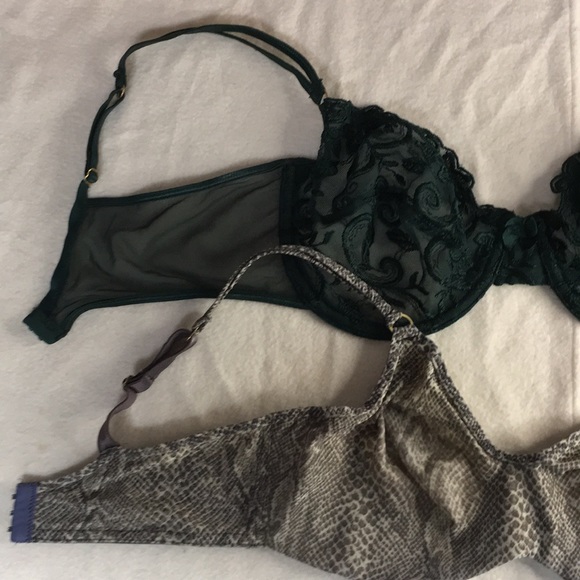 Bin 8 Bundle Of 2 Underwired Bras Adjustable Straps Green & Snake Print Size 36D - Picture 3 of 10